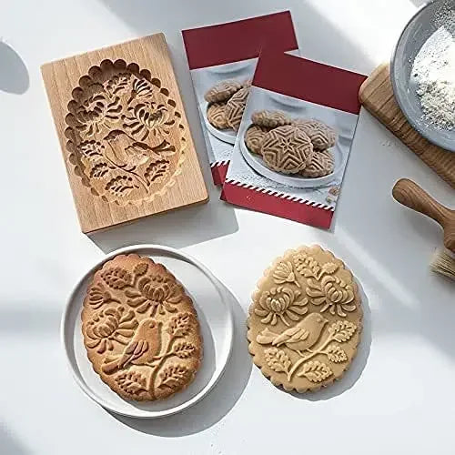 DIY Wooden Shortbread Mold Raspberry Heart Carved Gingerbread Cookie Mold Kitchen Cutter Molds For Valentine's Day Easter Party Oasis Select 04 - 10x8x2cm
