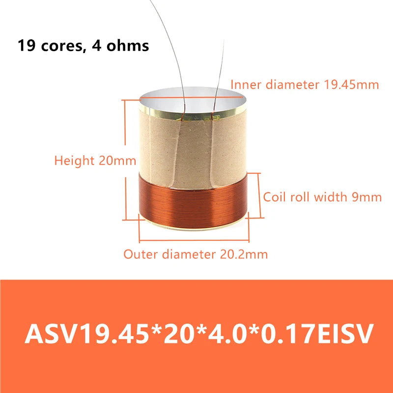 1PCS Speaker Voice Coil Braided Copper Lead Bass Voice Coil 2Layers Speaker Aluminum Voice Coil Repair Accessories Oasis Select 19.5203.54