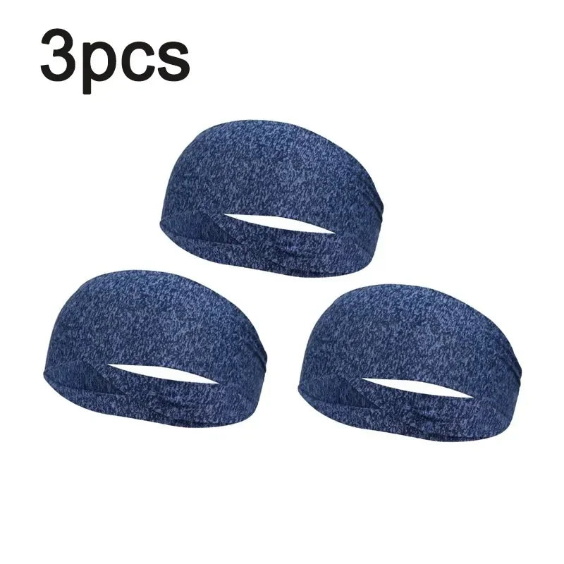 1/8PC Sweatband For Men Women Elastic Sport Hairbands Head Band Yoga Headbands Headwear Headwrap Sports Workout Hair Accessories Oasis Select Dark Blue-3pcs