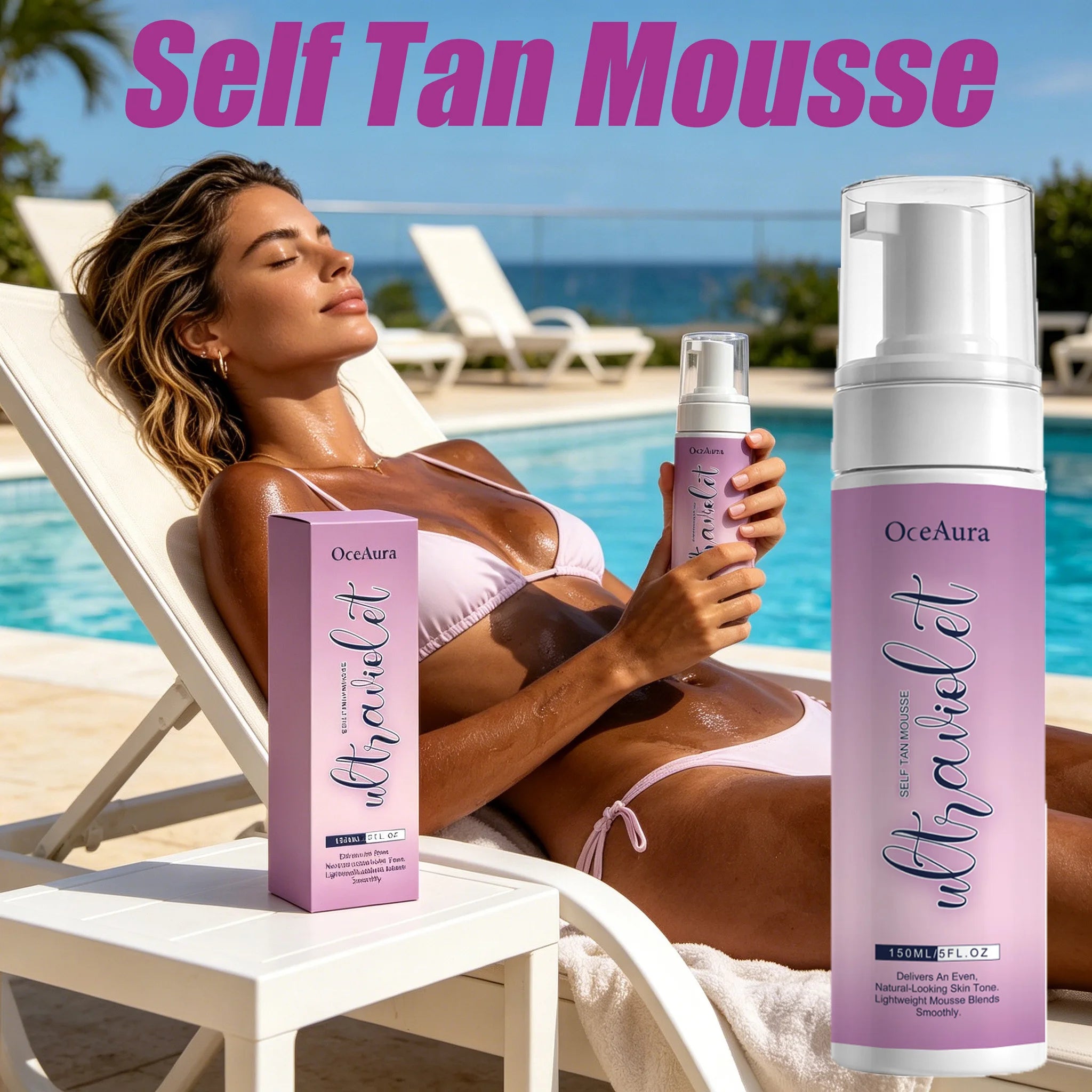 Self Tan Mousse Sunless Tanning Foam Natural Bronzing Sunless Tanner for Body Instant Glow Moisturizing Foam Help Darken Glowing Oasis Select