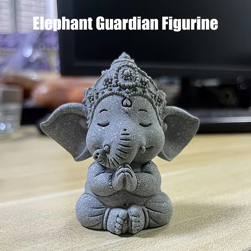 1pc Elephant Statue With Hands Clasped In Prayer Position, A Guardian Elephant Statue, For Home Decoration. Oasis Select
