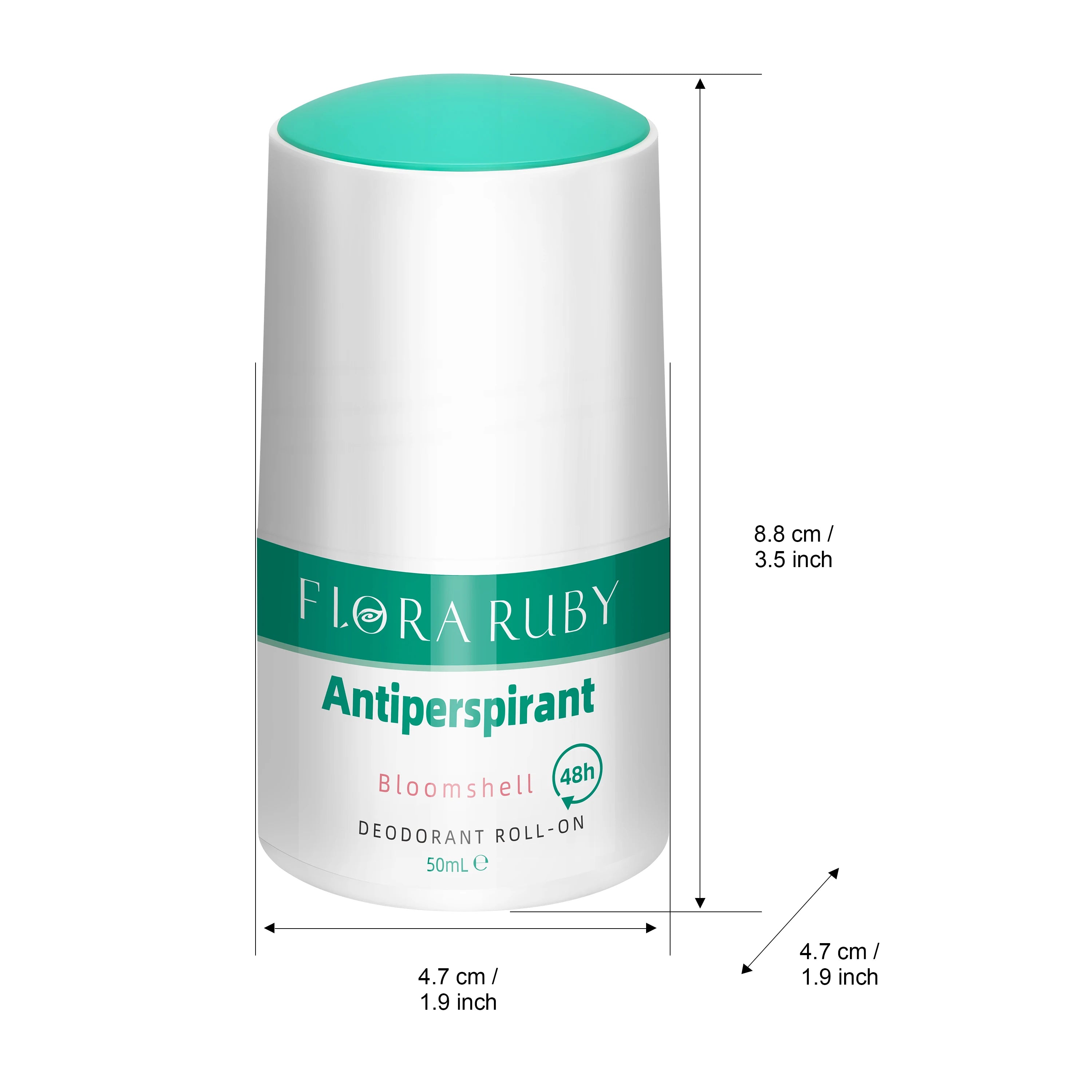 Flora Ruby deodorant rool on, 24-hour anti sweat and deodorizing, long-lasting freshness, easy to carry Oasis Select