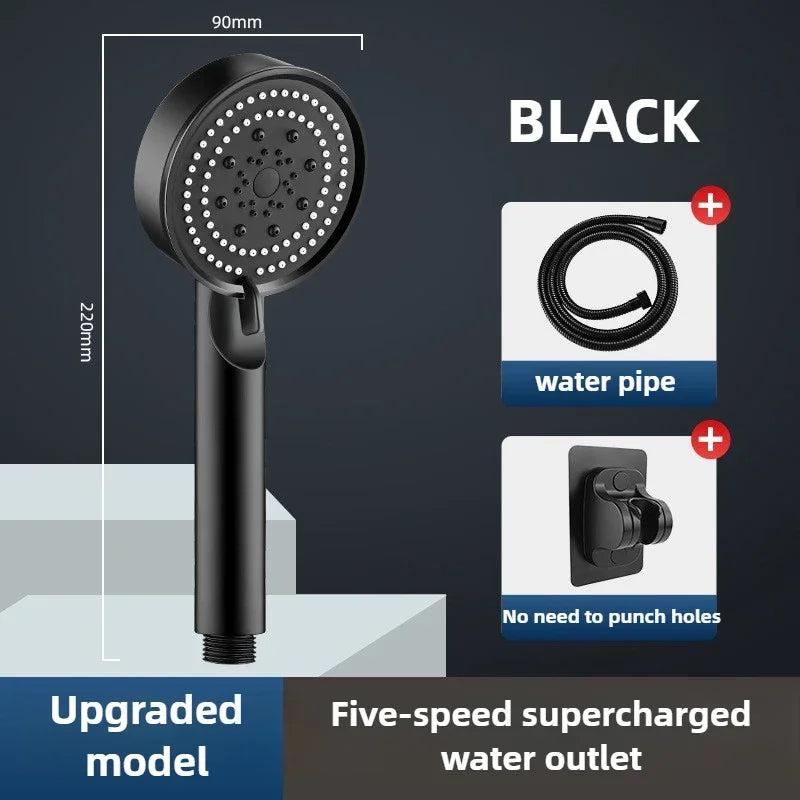 High Pressure Shower Head 3 Modes Adjustable Filter Shower Head Set New Bathroom Shower Head Accessories Sprayer Oasis Select black set - 3pcs