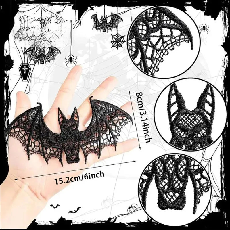 2pc Lace Halloween Bat Ghost Festival Decoration Black Halloween Decoration Accessory for Diy Clothing Oasis Select