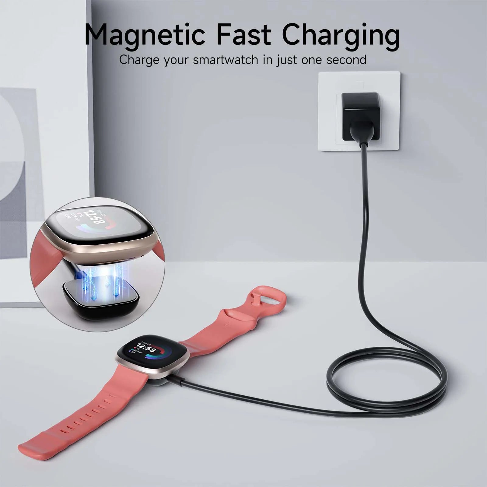 Charger for Fitbit Versa 4 / Sense/Versa 3 / Sense 2 Replacement Smart Watch Charger Dock Stand Charging Cable Oasis Select