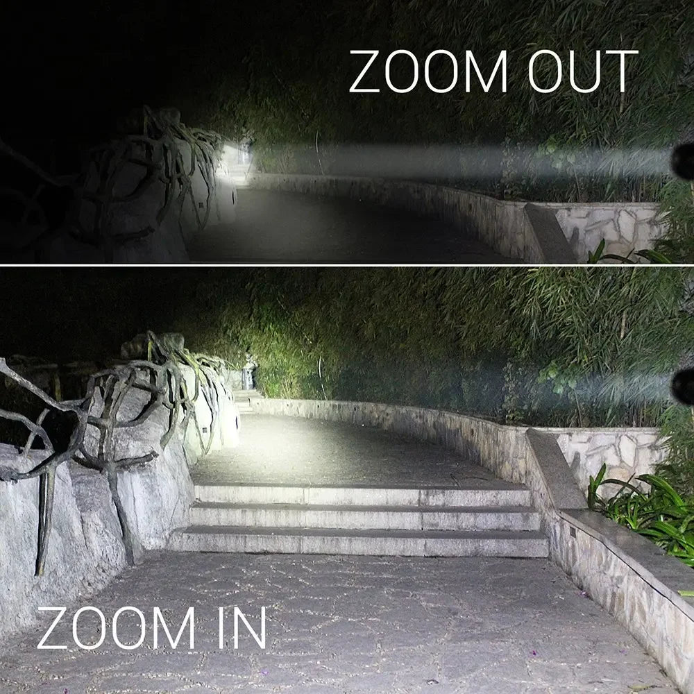 High Power Led Flashlights Camping Torch 5 Lighting Modes Aluminum Alloy Zoomable Light Waterproof Material Use 3 AAA Batteries Oasis Select