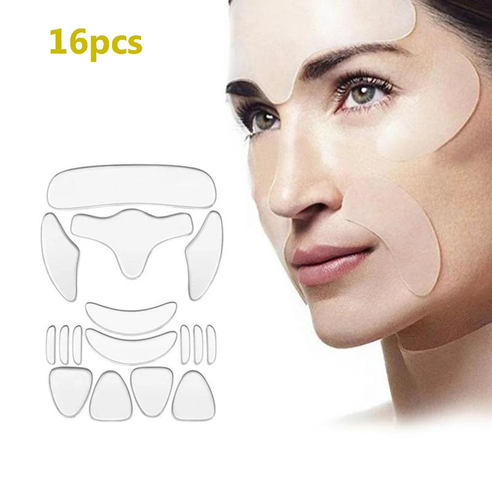 5/11/16/18Pcs Reusable Silicone Face Patch Set Anti Wrinkle Patches For Face Neck Forehead Eye Cheek Chest Pads Beauty Tools Oasis Select 16PCS