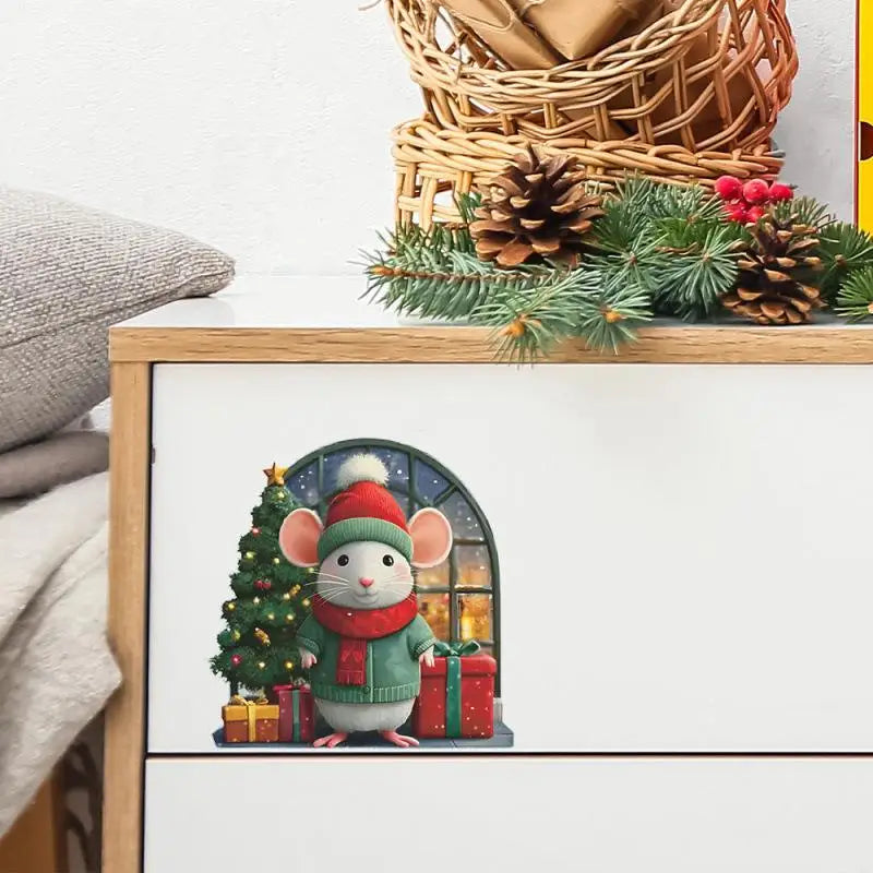 Christmas Mouse Hole Wall Stickers | Festive Home Decor