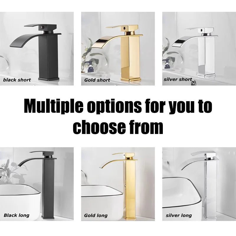 Waterfall Sink Faucet Bathroom Accessories Dual Control of Hot and Cold Bathroom Mixer Tap Washbasin Faucet Set Fixture Home Oasis Select