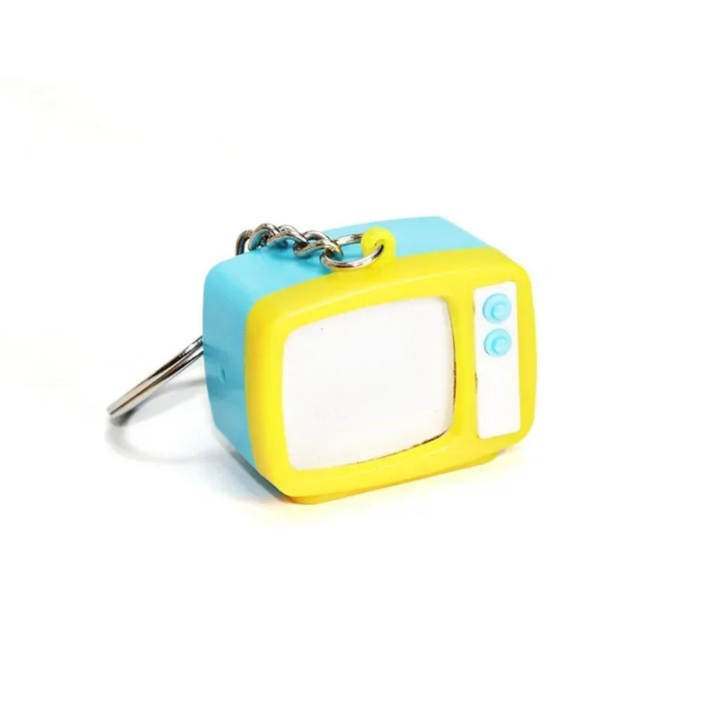 Creative Retro Television Keychain Model Keychain Pendant Creative Children Miniature Television Tv Led Keychain Home Oasis Select Sky Blue