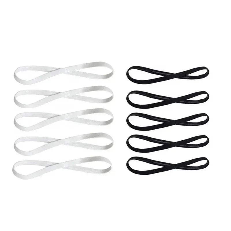 5Pcs Candy Color Women Men Yoga Hair Bands Sports Headband Girls Sport Anti-slip Elastic Rubber Sweatband Football Running Oasis Select 5White-5Black