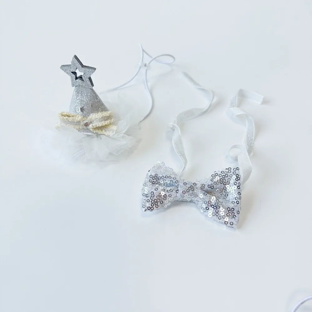 Adjustable Pet Birthday Party Hat – Sequin Princess Hat for Cats & Dogs