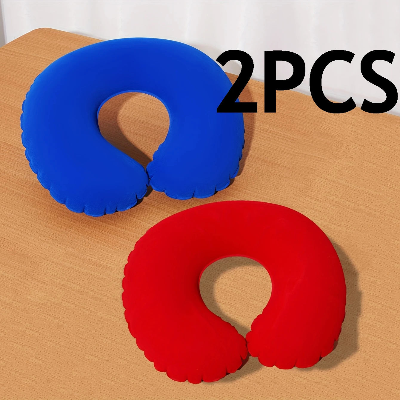 2Pcs/Pack inflatable U-shaped pillow, portable folding neck pillow for travel, suitable for travel Oasis Select Blue and Red