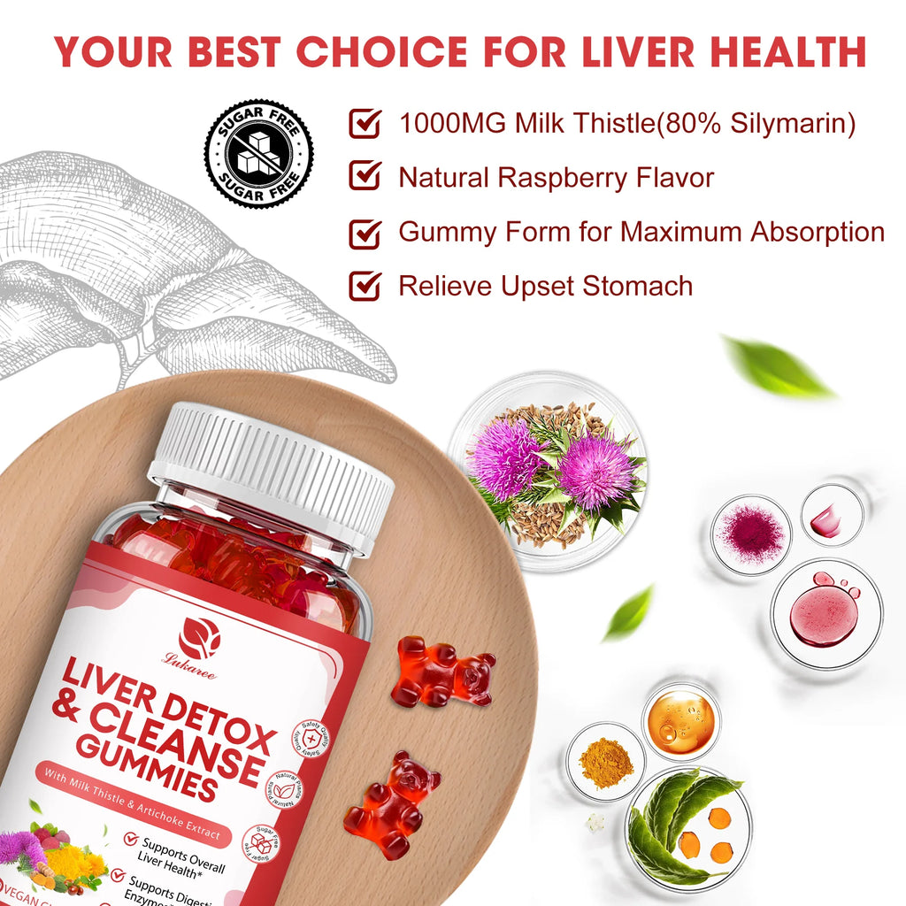 Lukaree Milk Thistle Extract Gummies for Liver Health Liver Cleansing Detox Antioxidant Whitening Immune Health Support Oasis Select
