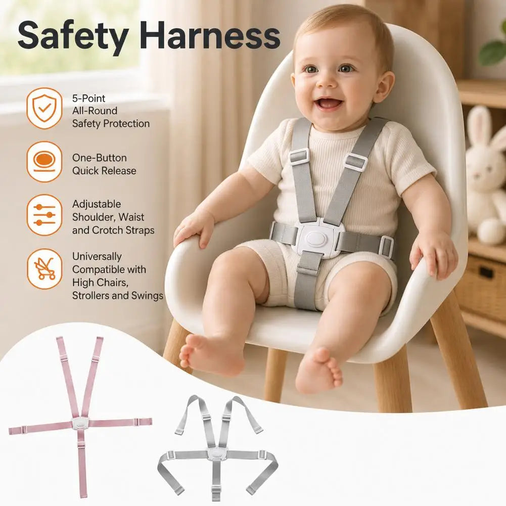 5-Point Baby Safety Harness – High Chair, Stroller & Pram