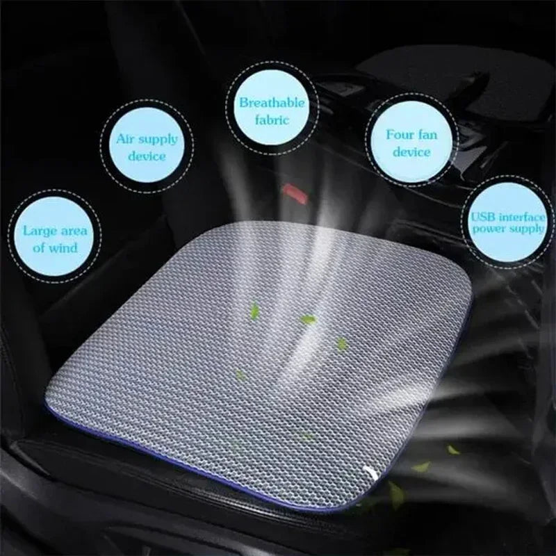 Summer Car Seat 3D Honeycomb Breathable Cushion USB Interface Fan Blowing Comfortable Cool Cushion for Car Home Seat Cushion Oasis Select