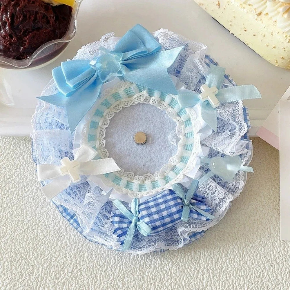 Lace Magnetic Anime Badge Holder Rose Candy Pins Display Base Heart Cross Ornate Ribbon Badge Flower Ita Bag Accessories Oasis Select Style 8