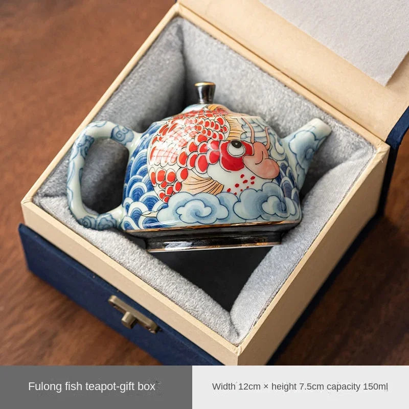 Chinese Underglaze Color Ceramic Teapot Tea Gift Customized Tea Infuser Tea Pot Oasis Select Gift Box packaging