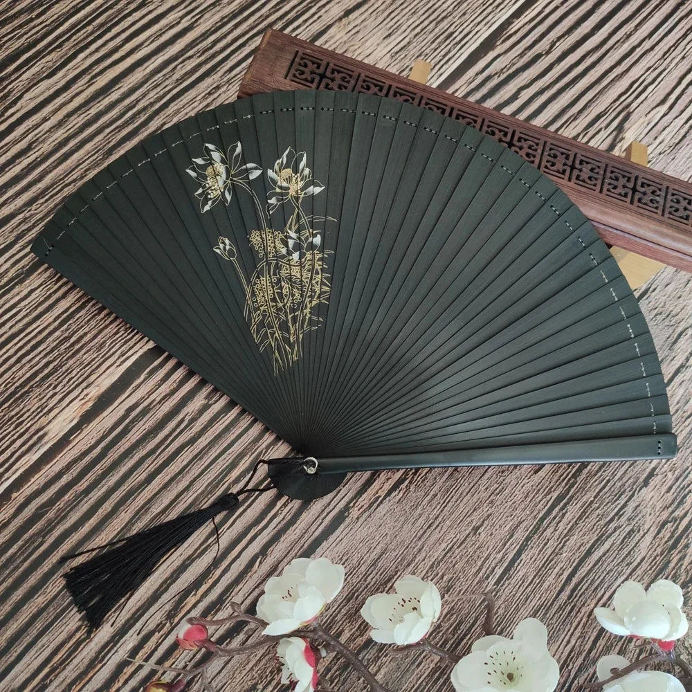Chinese Style Bamboo Classical Fan Lady Japanese Ancient Style Classical Portable Folding Fan Hanfu Dance Fan Oasis Select 3