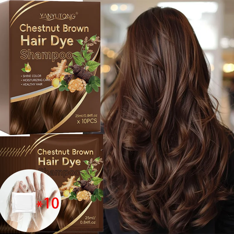 Chestnut Brown Natural Ginger 3-in-1 Hair Color Shampoo, 250ml, Long-Lasting Color, Nourishing Formula for Men and Women Oasis Select