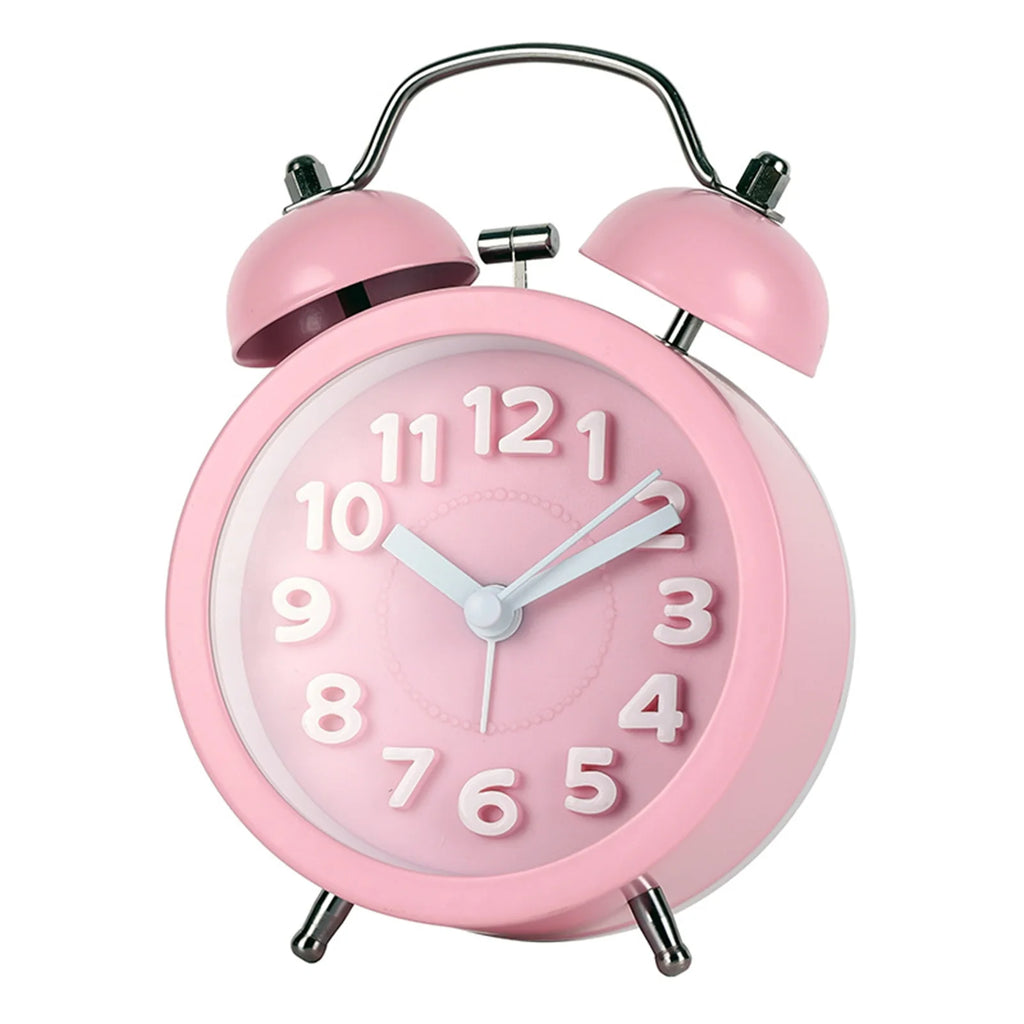 Retro Twin-Bell Alarm Clock | Silent Night Light Bedside Clock