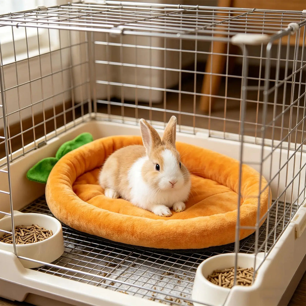 Warm Carrot Shaped Bunny Mat Soft Breathable Cute Sofa Mat for Pet Small Animal Hamster Bunny Puppy Kitty Sleeping Bed Mat Oasis Select
