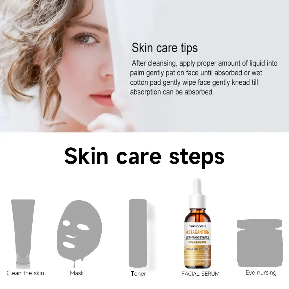 Astaxanthin Facial Essence Kit Collagen Hyaluronic Acid Moisturizing Rejuvenation Vitamin C Beauty Skin Care Face Serum 1/3pcs Oasis Select