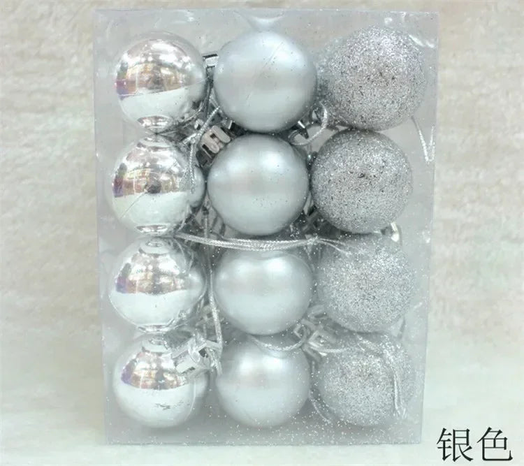 24Pcs Christmas Balls Ornament Plastic Christmas Tree Gold Red Pink Ball Pendant Hanging Decor Christmas Decoration Navidad Oasis Select Silver