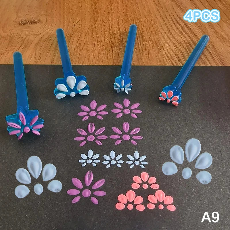3/4pcs Flower Floral Dotting Tools Set Mandala Dotting Embossing Tools For Rock Art Stamp Pen DIY Graffiti Home Outdoor Oasis Select A9