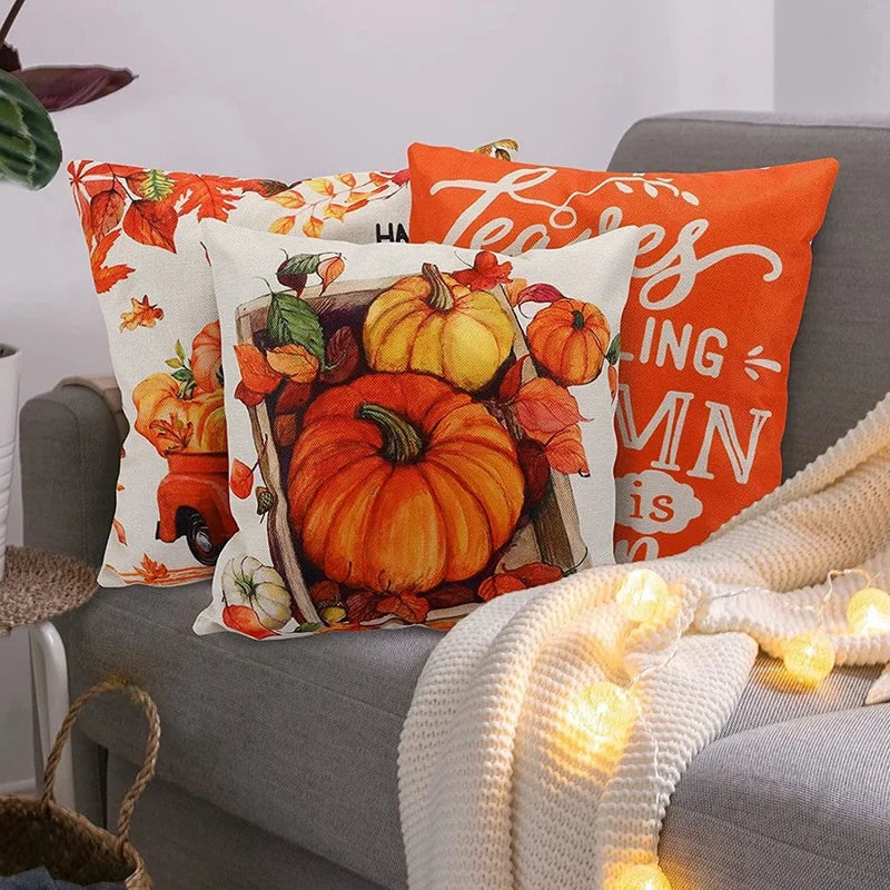 Fall Pillow Covers 18X18 Set Of 4 Outdoor Throw Pillowcase Farmhouse Thanksgiving Decorations For Home Decor Oasis Select