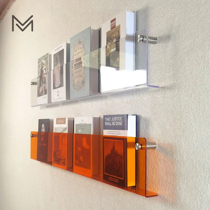 Acrylic Wall Mounted Bookshelf – Transparent Book & Magazine Rack