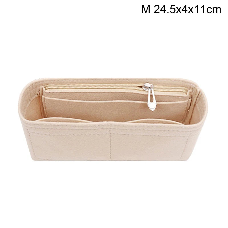 1PC Felt Insert Bag Organizer, Makeup Organizers, Liner Perfect for Brand Women's Handbags For And Cosmetic Bags Oasis Select Beige M