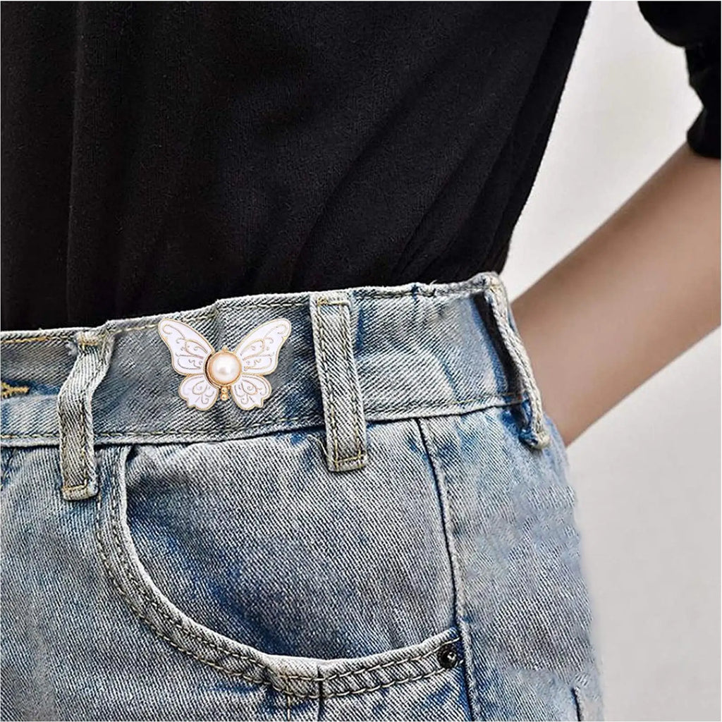 Pants Waist Tightener for Women Butterfly Shape Waist Tightener Buttons 8 Pieces No Sewing Reusable Alloy Clips for Clothing Oasis Select