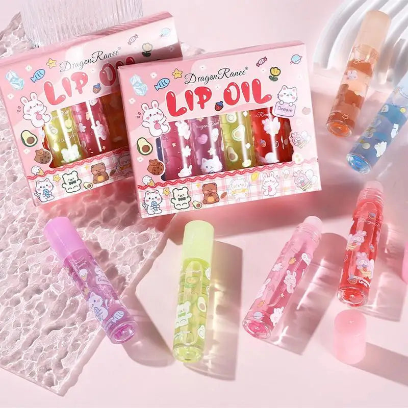Lip Gloss Oil Flower Lip Oils Moisturizing Jelly Crystal 6pcs Non-Stick Long Lasting Lip Kit Liquid For Children Ladies Girls Oasis Select