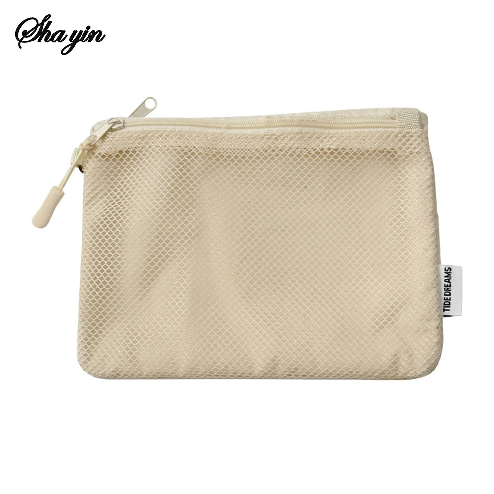 Grid Mesh Mini Double-Layer Pouch – Cables, Coins & Makeup