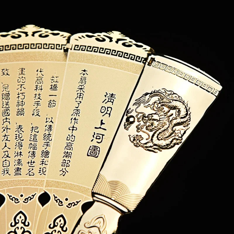 Chinese Style Features Peking Opera Mask Golden Fan Decoration Folk Peking Opera Mask Arts and Crafts Fan Oasis Select