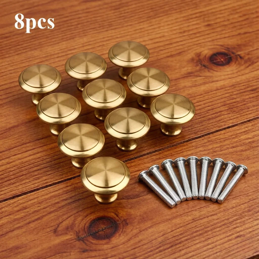 8pcs Golden round Single Hole Cabinet Drawer Pull Handle Small Simple Design Furniture Handle for Wardrobe Cabinet Oasis Select