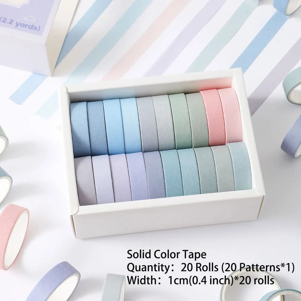 20 rolls Washi Tape Set Simple Thin Masking Tape For DIY Arts Crafts Gift Wrapping Journaling Scrapbooking Labeling Coding Deco Oasis Select PURPLE