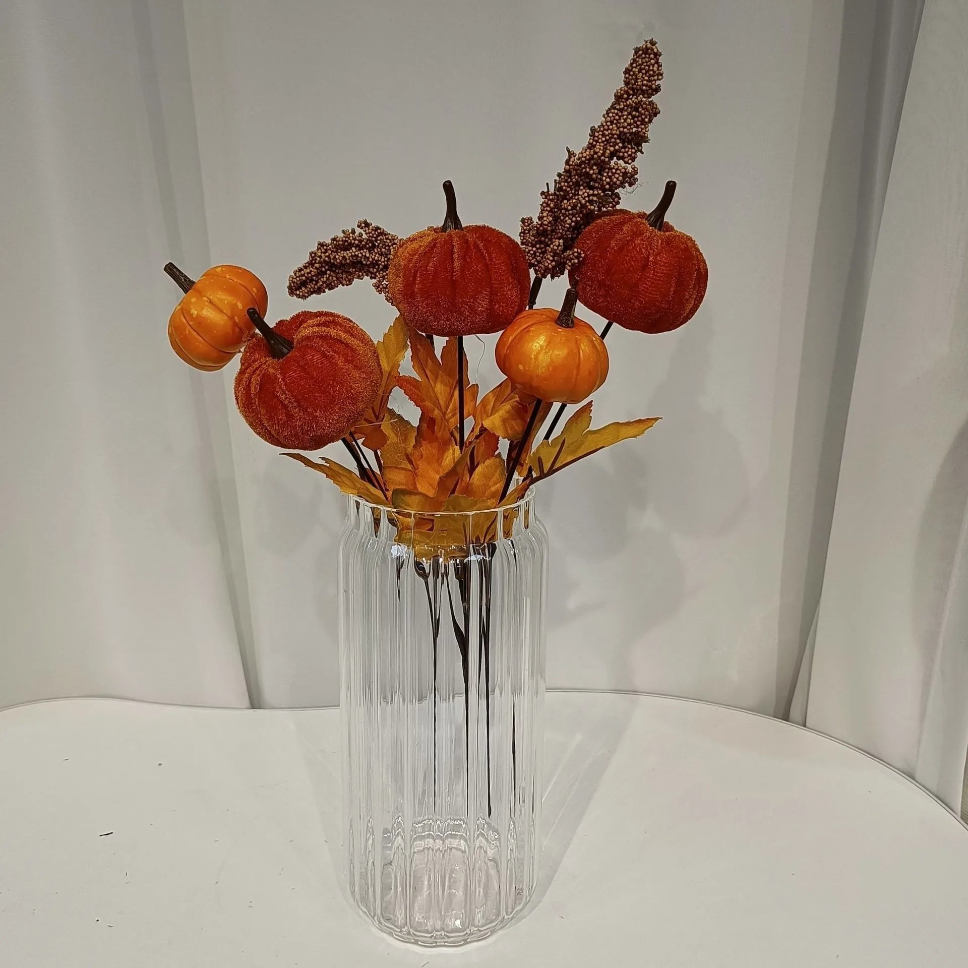 Artificial Pumpkin Maple Leaf Floral Pick | Fall Harvest Décor