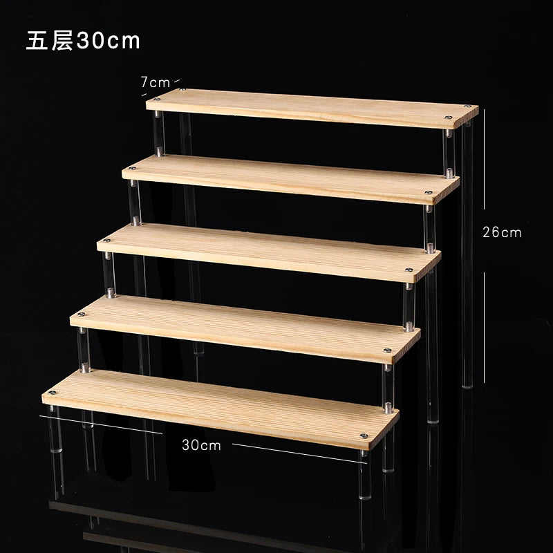 Wooden Multi-Layer Step Display Stand for Figures & Blind Box