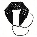 Boho Floral Headband Handmade Solid Color Knit Hair Band Hollow Out Crochet Hair Scarf Oasis Select Black