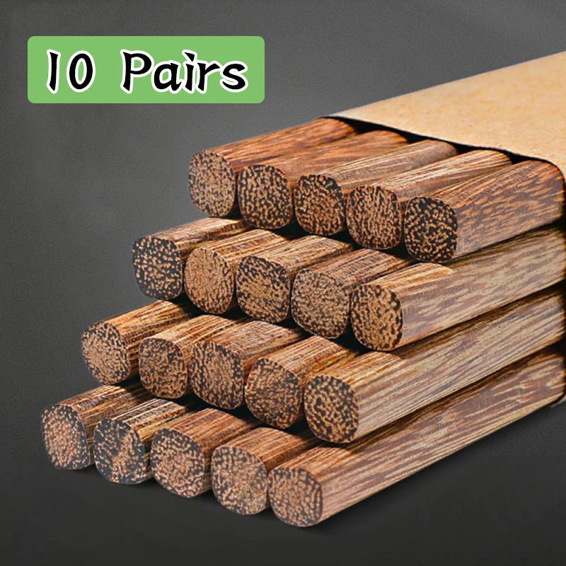 10 Pairs New Natural Rosewood Chopsticks Reusable Healthy Chinese Wooden Chop Sticks Sushi Food Stick Tableware Kitchen Utensils Oasis Select 10 Pair