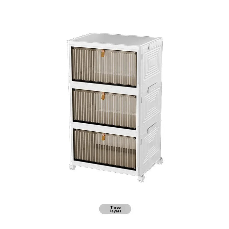 Transparent folding shoe box storage box installation-free artifact shoe rack dust-proof dormitory assembly plastic simple shoe Oasis Select White three layers