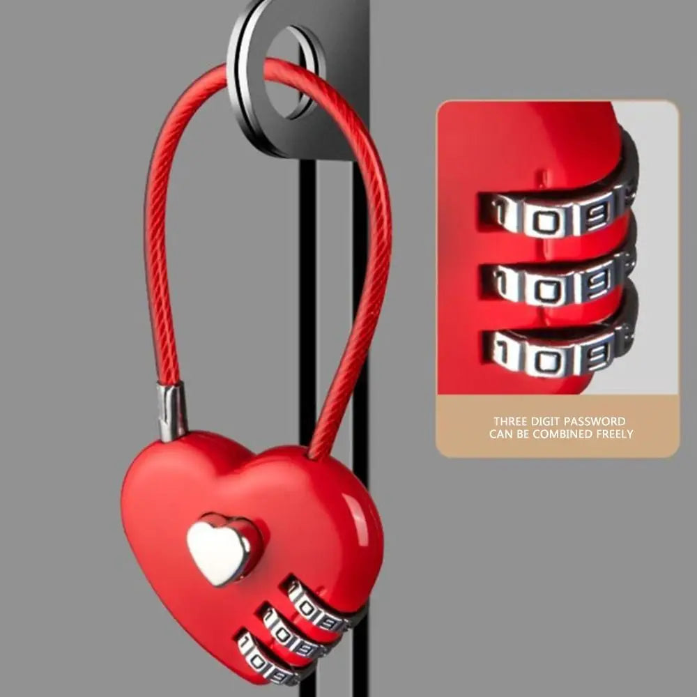 Valentine's Day Heart Style Love Password Lock 3 Digit Password Password Code Padlock Padlock Schoolbag Oasis Select
