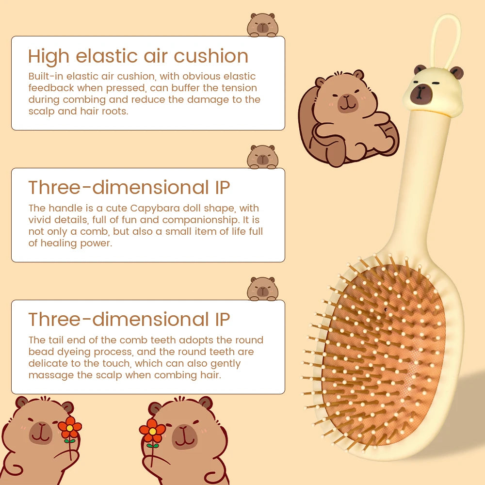 Capybara Air Cushion Hair Brush – Scalp Massage Comb Air Cushion Hair Brush Oasis Select