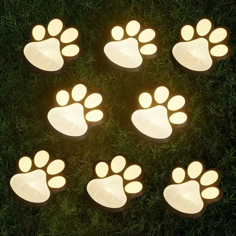 4-12PCS LED Solar Outdoor Light Waterproof Animal Paw Print Lamp for Garden Lawn Patio Summer Camping Home Decoration Oasis Select