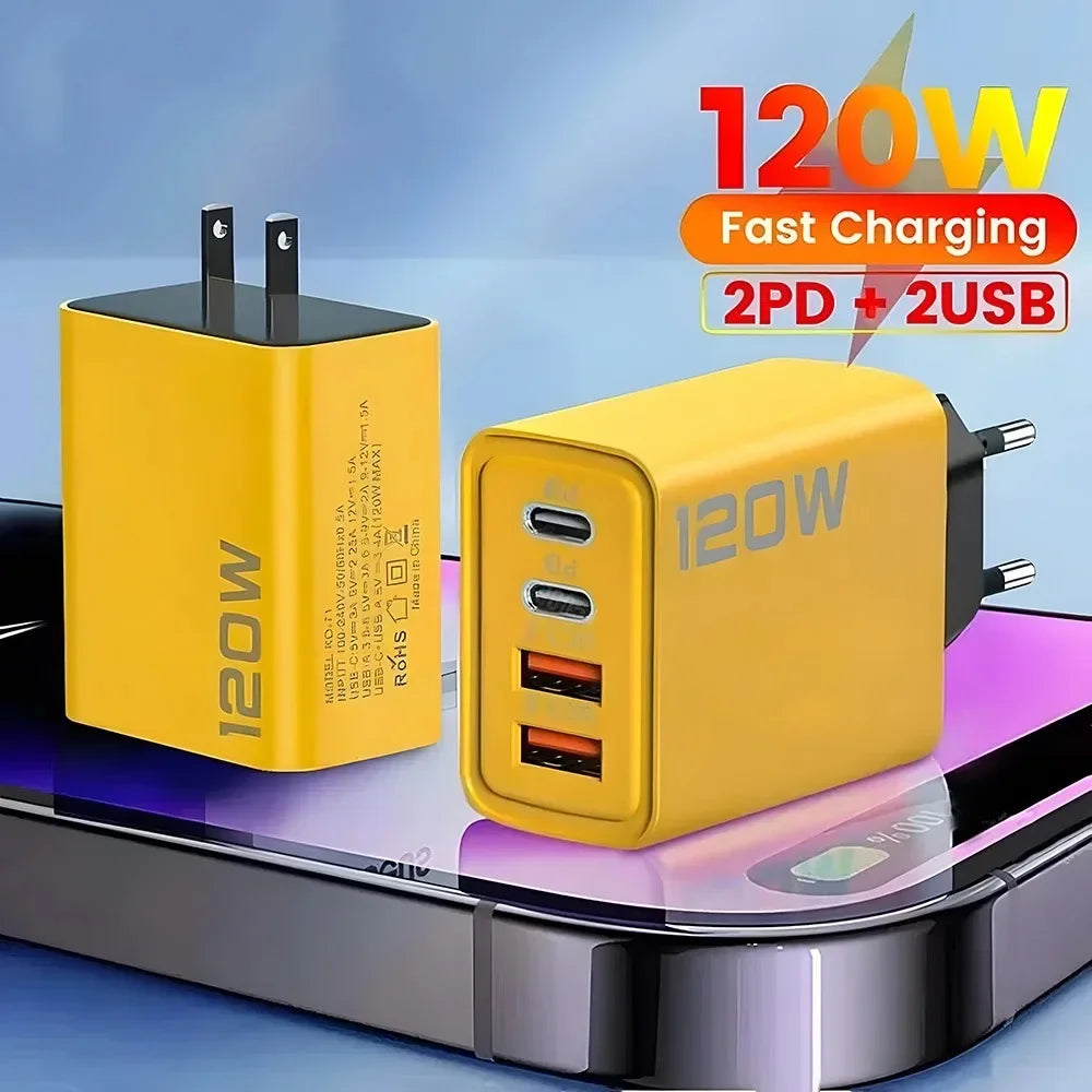Total 120W Phone Charger Fast Charging Quick Charger PD USB Type C Wall Adapter For iPhone 16 15 Xiaomi 14 Huawei Redmi Oneplus Oasis Select