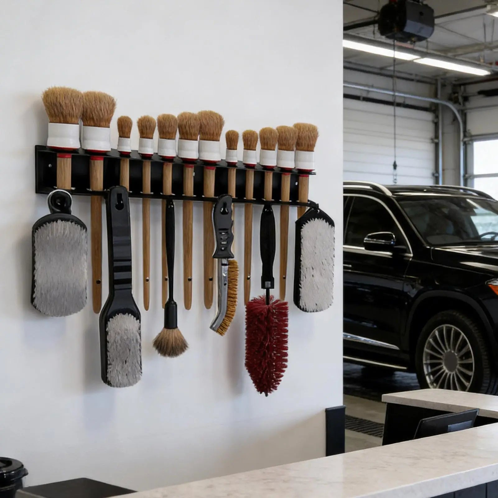 Detailing Brush Hanger Heavy-Duty Space Saving Cleaning Tool Storage with Hooks Car Wash Tool Storage for Work Garage Wash Home Oasis Select