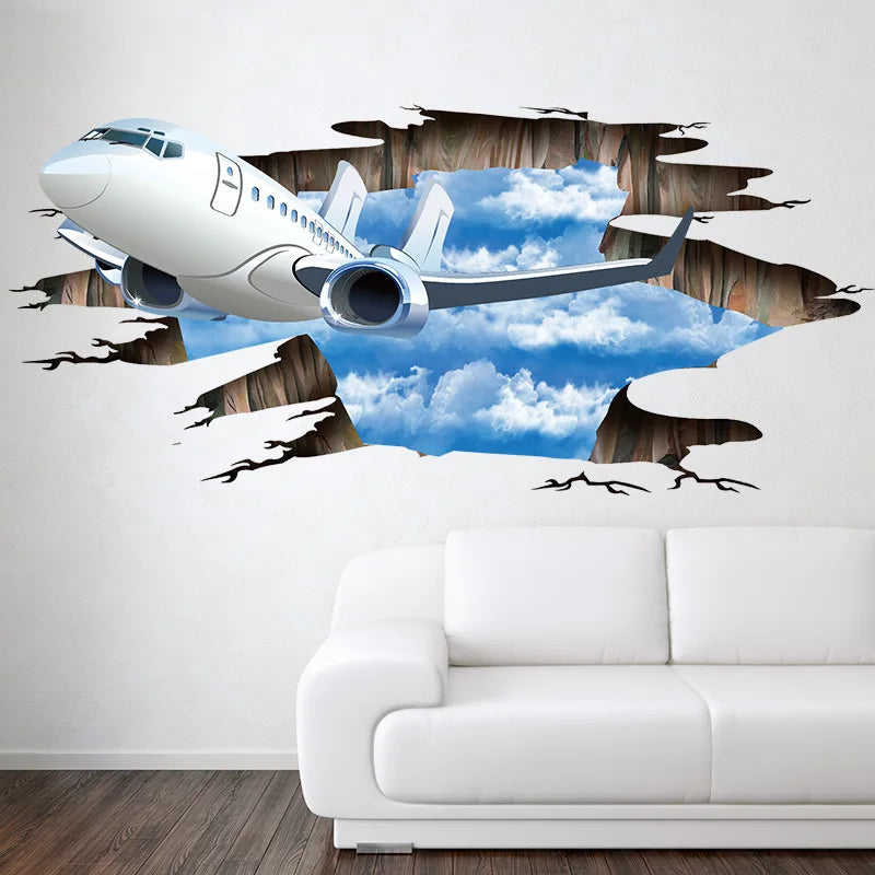 3D three-dimensional wall stickers Airplane stickers Room decoration wall stickers Oasis Select