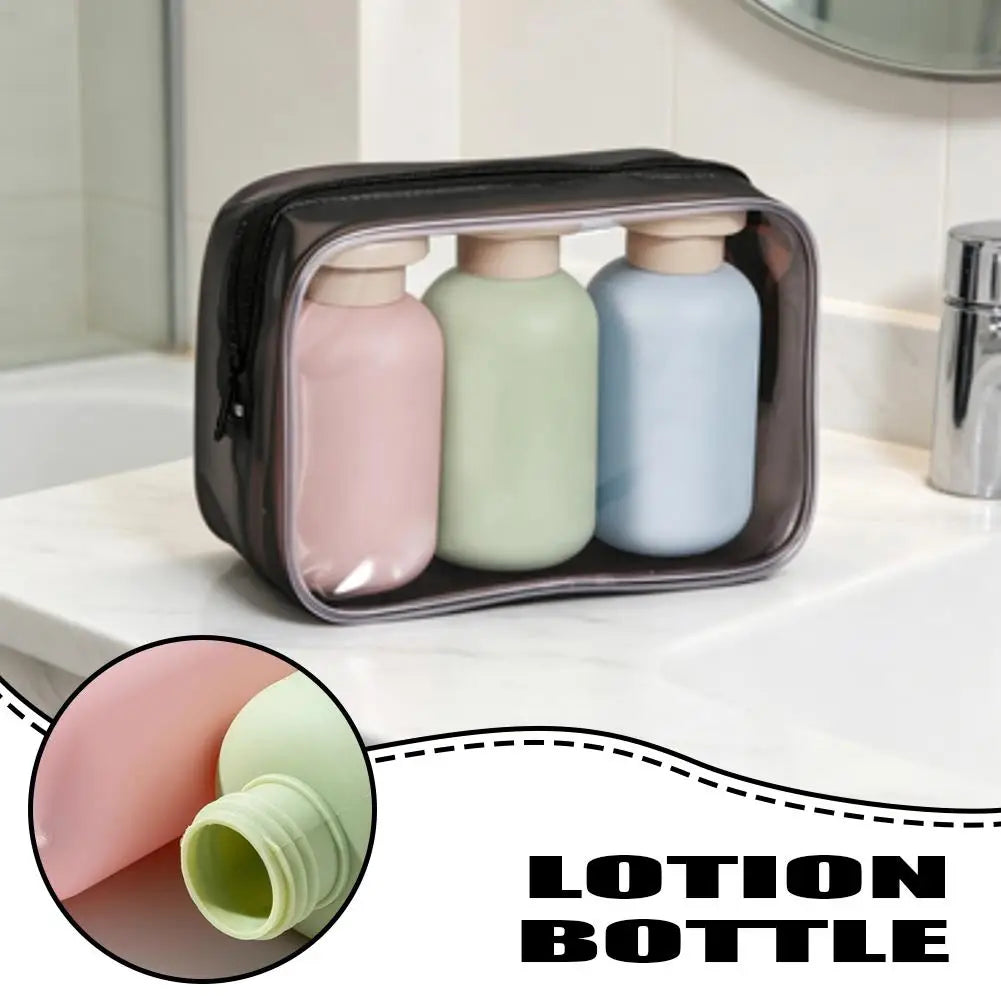 3Pcs 100ML Travel Bottles Set, Leak-Proof Refillable Portable Dispenser for Shampoo Toner Lotion Shower Gel, Travel Essentials Oasis Select